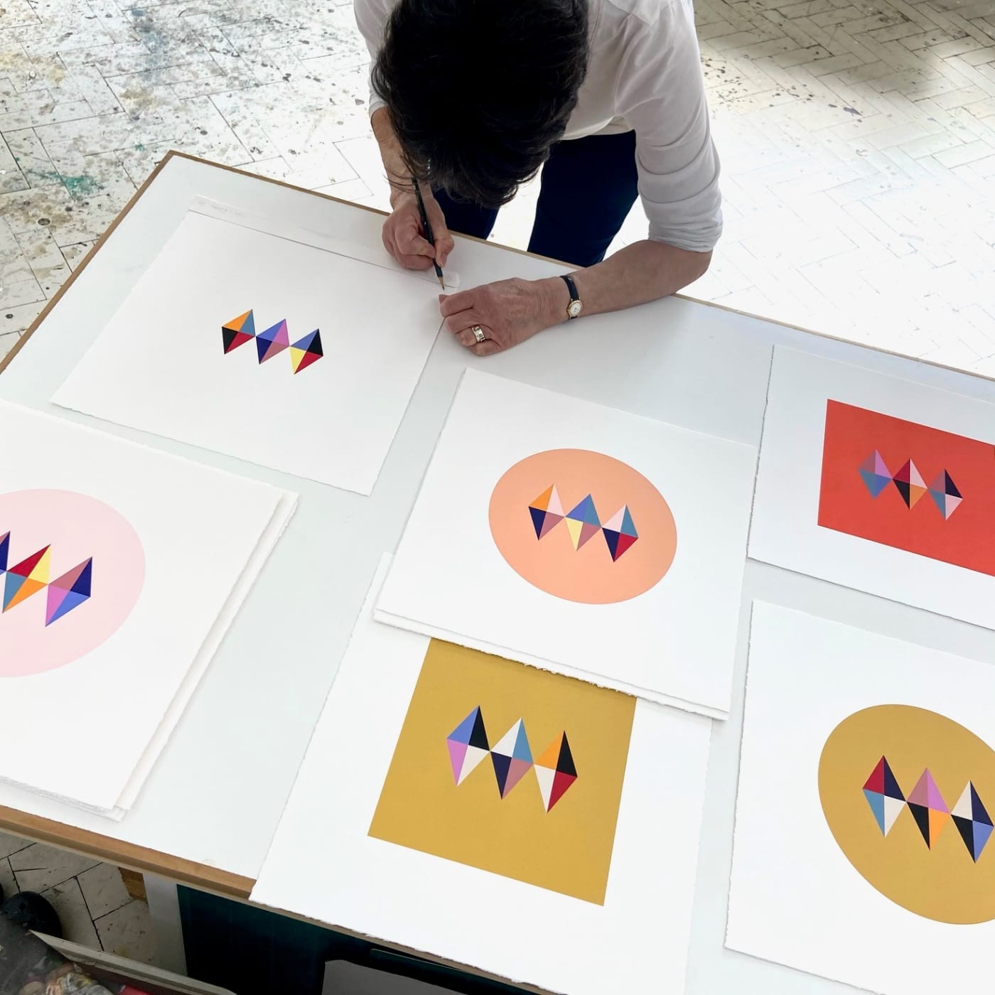 I wanted to make an interactive series of colourful monoprints that developed quickly: finding rhythms, repetitions, patterns, held within a...