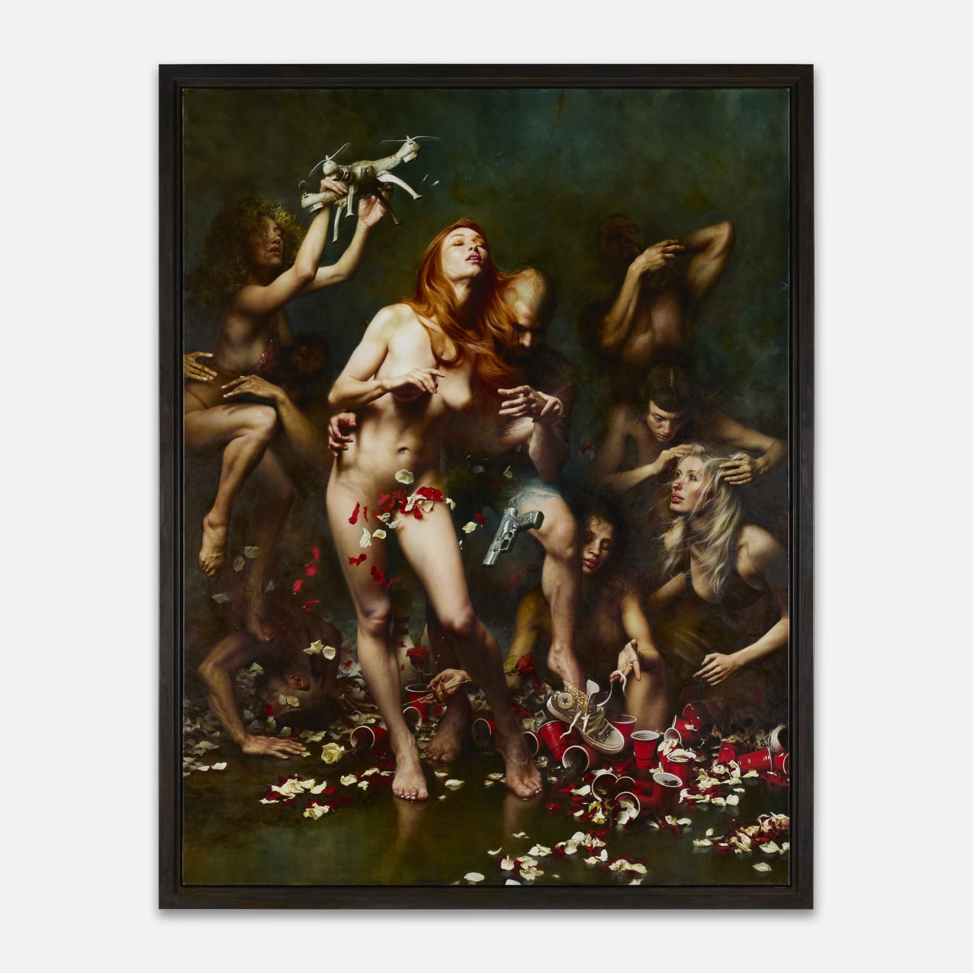 Beyond chiaroscuro, Griffiths’ large-scale compositions, teeming with figures, recall Caravaggio’s dynamic, densely populated canvases. The disparity in expressions, the heightened...