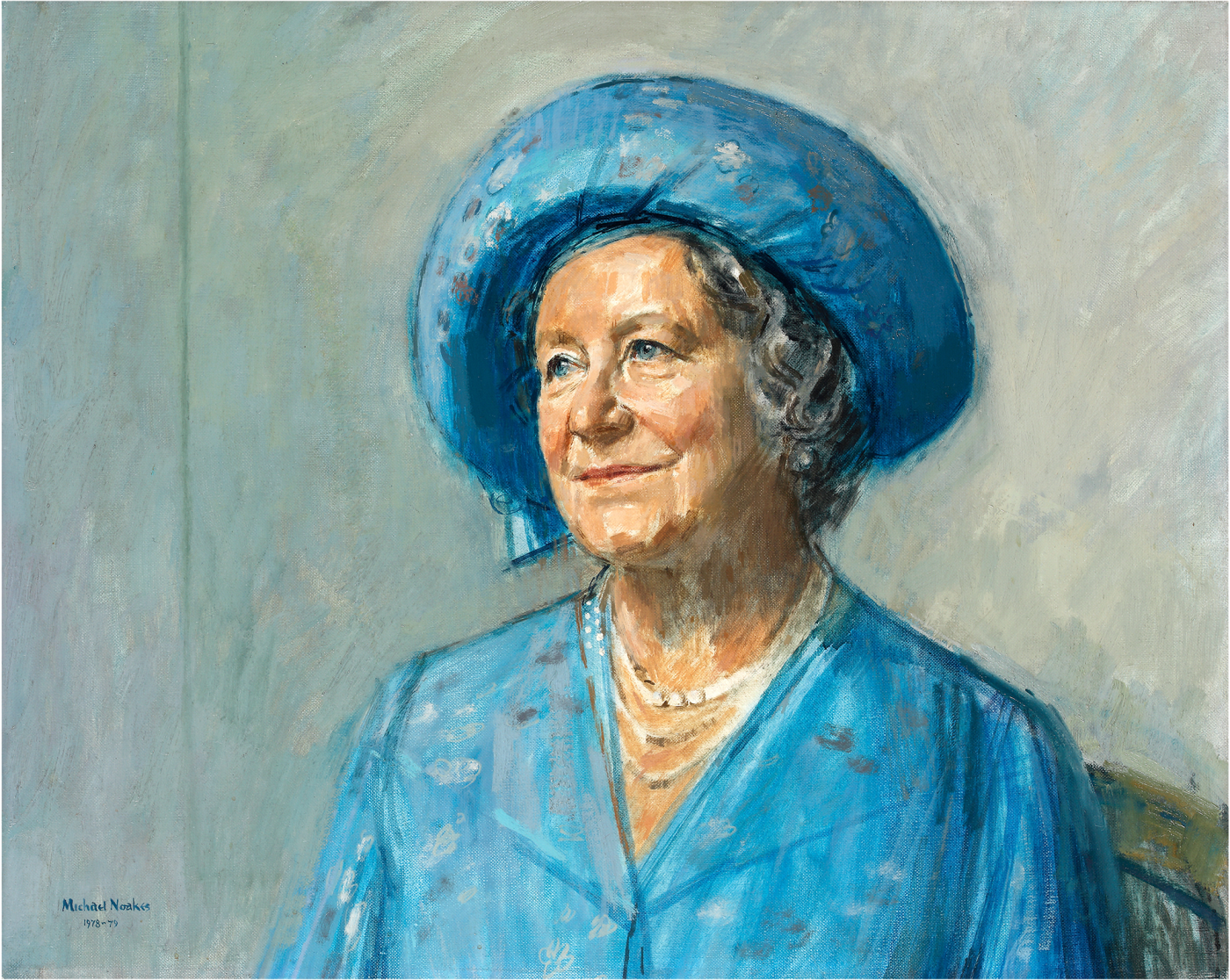a portrait of The Queen Mother by renowned royal portraitist Michael Noakes