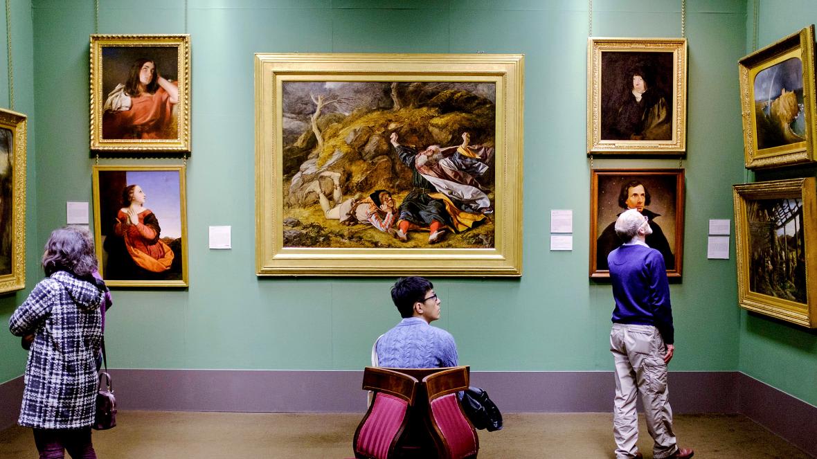 Visitors at The Scottish National Gallery in Edinburgh