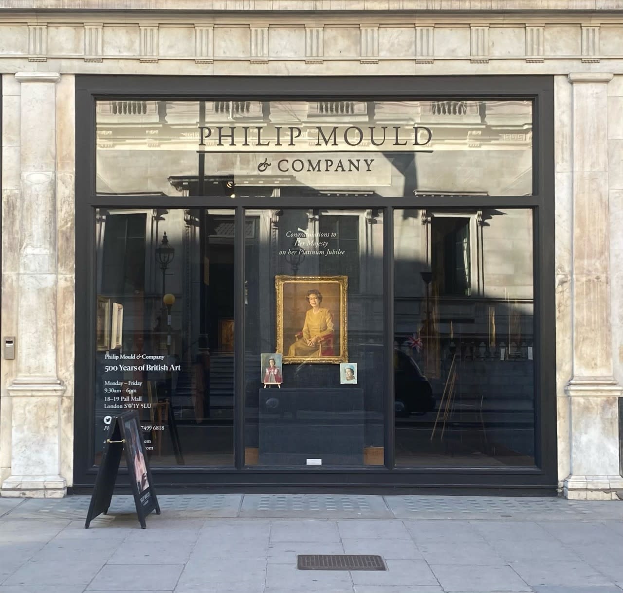 our shop front to the gallery in celebration of the queens platinum jubilee we are hanging portrait of the queen by michael noakes.