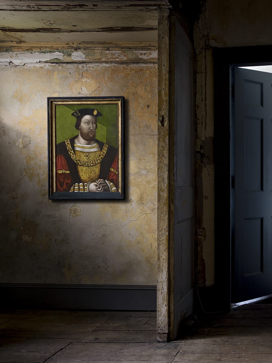 Interior photograph of English School, portrait of King Henry VIII, currently for sale with Philip Mould & Company