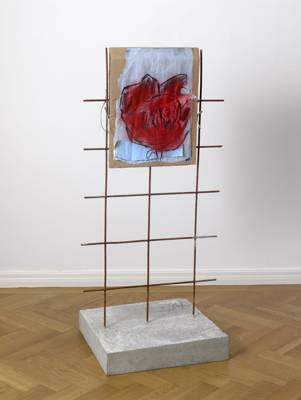 The metal grid that functions as a base for Barrington’s cardboard collages is a recent development in his practice, prompted...