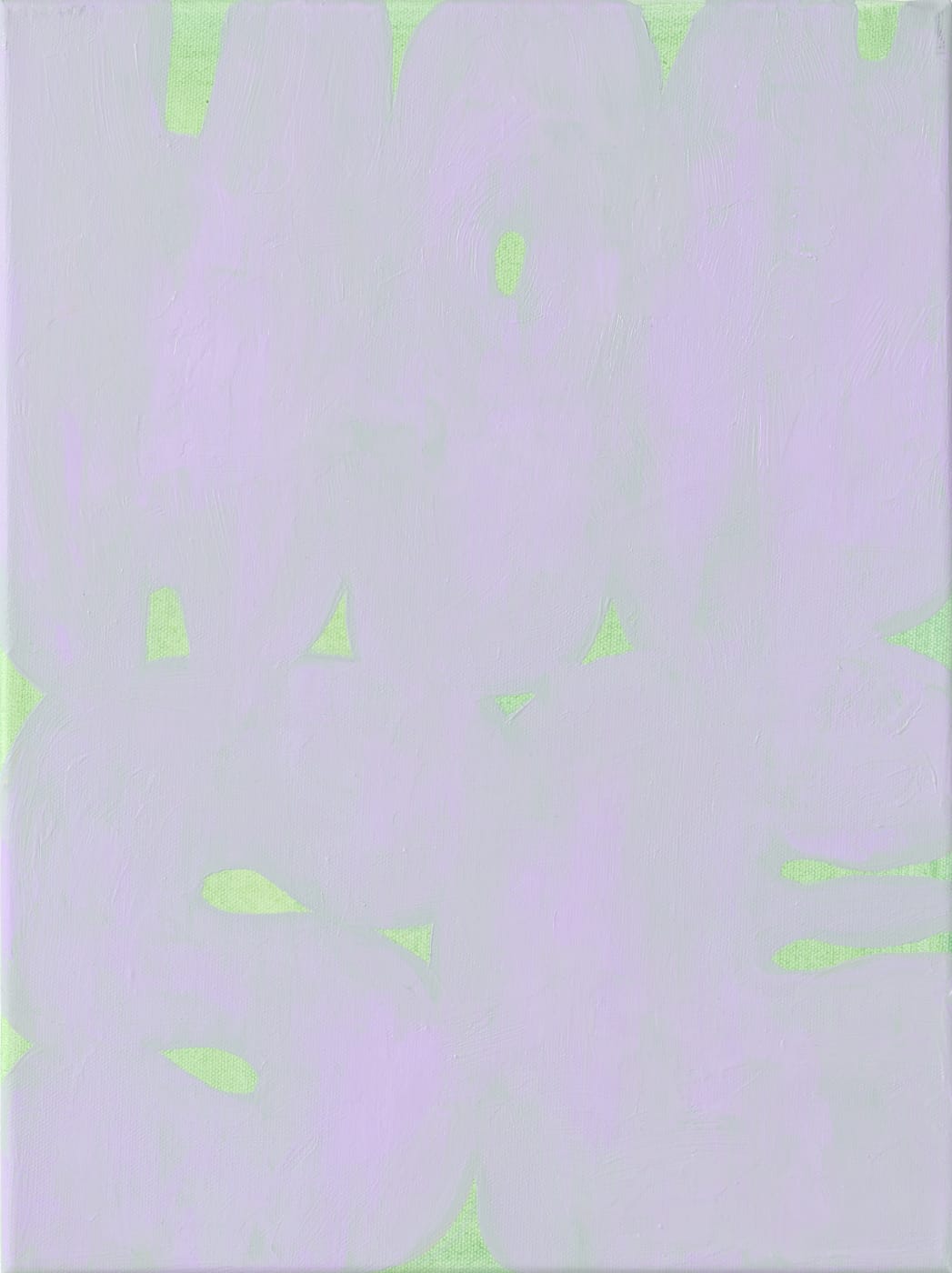 Painted in contrasting shades of cream and blue, the palette of Foam (2022) forms a kind of membrane as the...