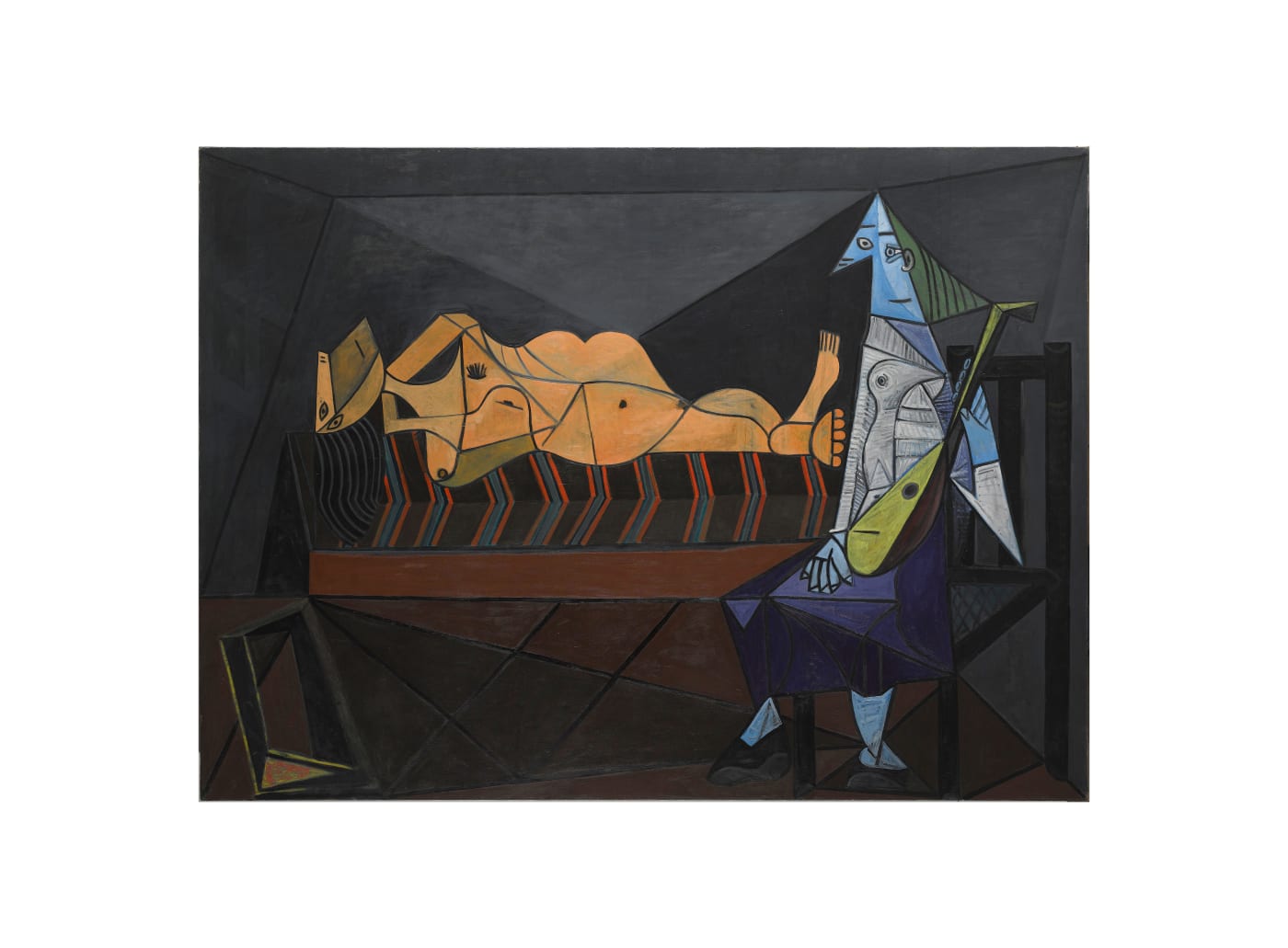 On these darker works, Baselitz transfers the same monotype figure twice in a composition that references Picasso’s L’Aubade. In this...
