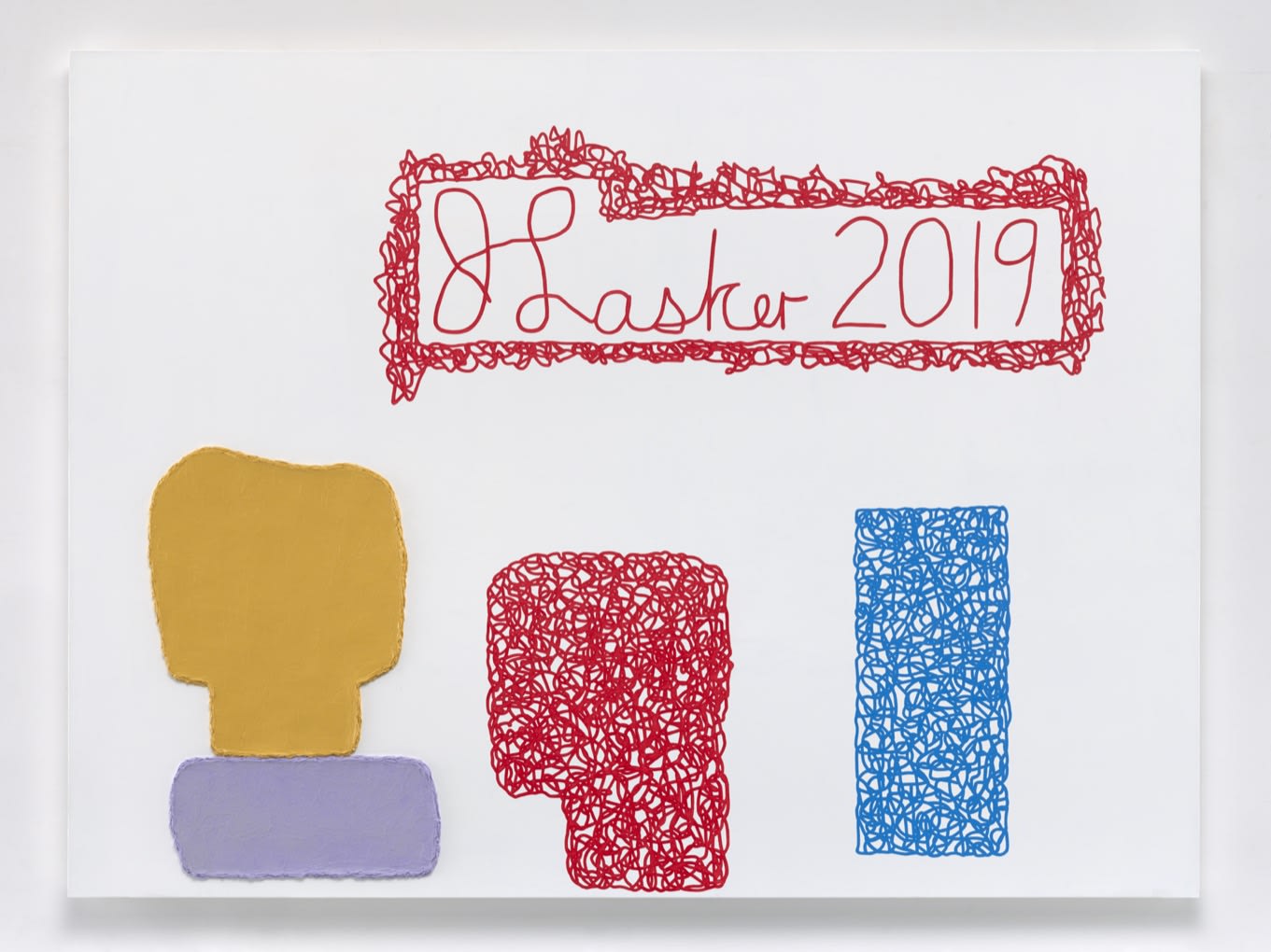 Encased in a cartridge of red scribbles, the artist’s signature exemplifies the humour with which he has infused his visual...
