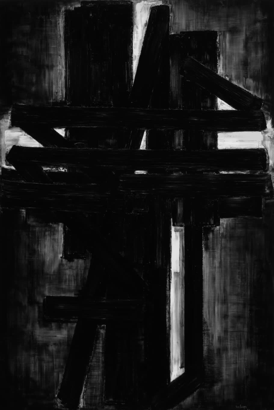 Robert Longo Untitled (After Soulages; Painting, 195 x 130 cm, May 1953; 1953), 2022 Charcoal on mounted paper 243.8 x...