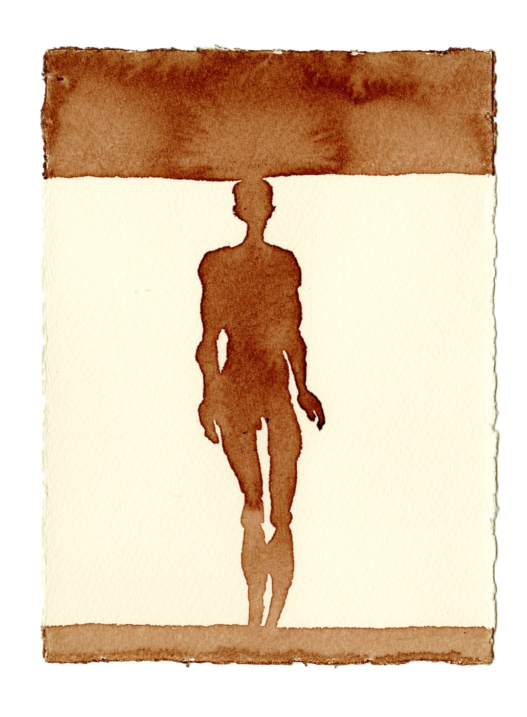Antony Gormley LEARNING TO THINK X, 2021 Blood on paper 19.2 x 14.1 cm (7.55 x 5.55 in)
