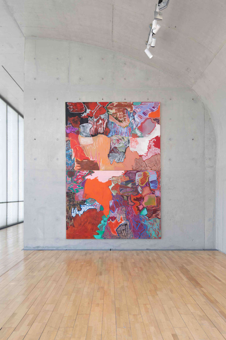 Activated by the cacophonies of colour laid down beneath in oil stick and pastel, the outlined shape of the tooth...