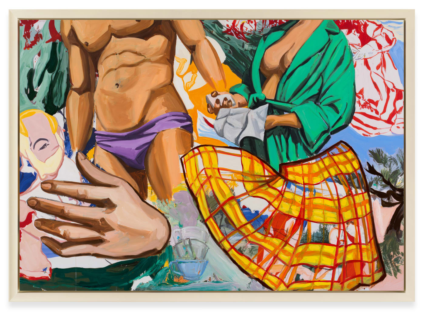 Washing, 2025 Oil, acrylic, Flashe and charcoal on archival UV print on linen 129.54 x 182.88 cm (51 x 71...