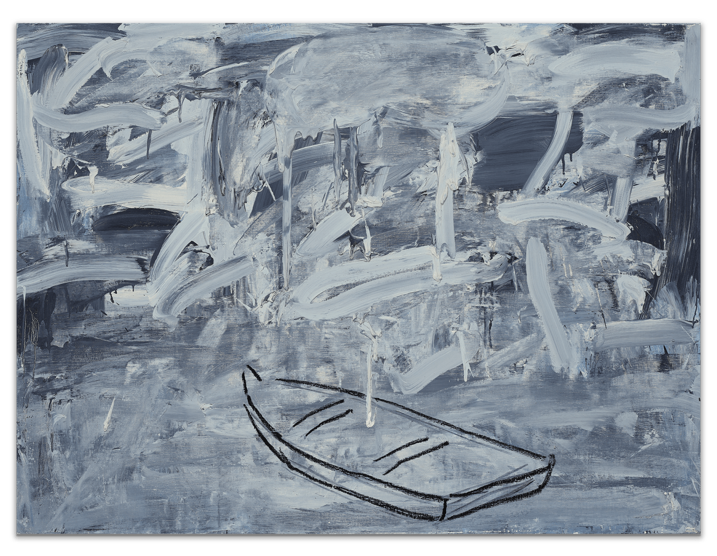 Over time, the pure, non-representational painterly gesture takes increasing precedence over the figurative impulse embodied by the boat to express...