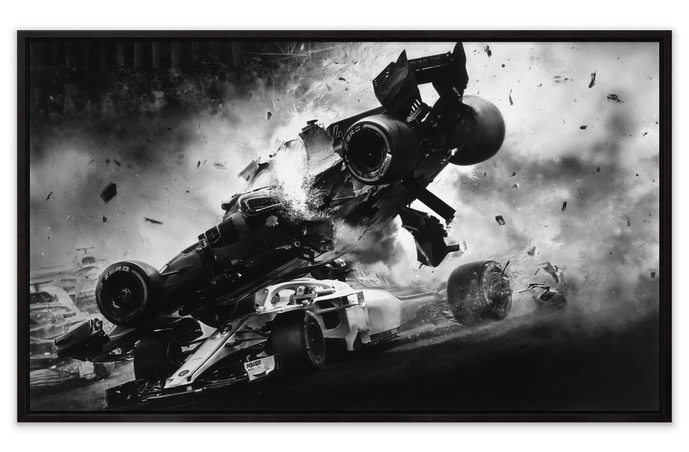 Robert Longo Untitled (Formula One Car Crash), 2025 Charcoal on mounted paper 177.8 x 304.8 cm (70 x 120 in)