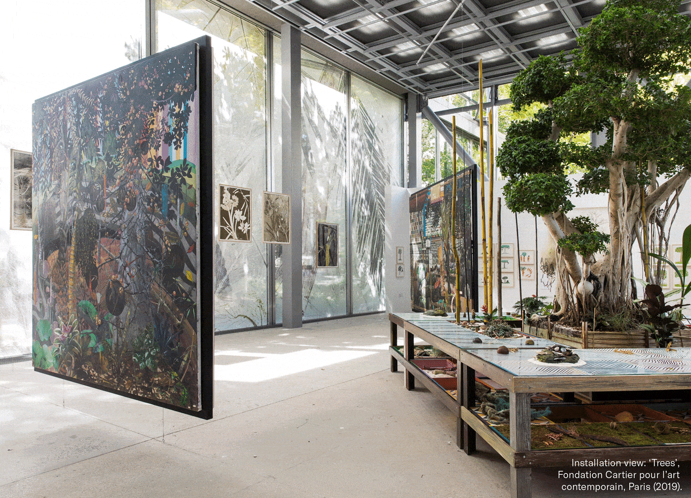 'The paintings are an Anthropocene jungle of sorts in which urban and natural forms hide in plain sight within a...