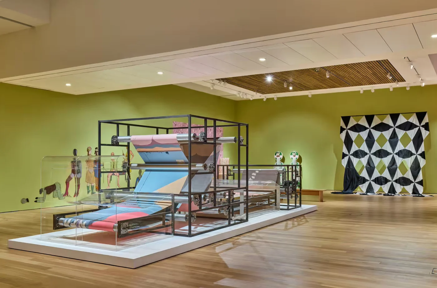 Material Worlds review – sculpture made of carpet fluff proves textile art is cool at last