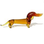 Archimede Seguso, Seguso Murano Sommerso Orange Italian Art Glass Dachshund Puppy Dog Sculpture, circa 1950