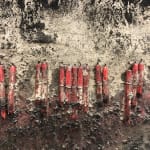 Mouhcine Rahaoui painting. Moroccan Artist. Contemporary African art in Paris. AFIKARIS PARIS. Mixed media (charcoal, wax, glue, plastic, wax, resin) on canvas. Installations. Ready-made.