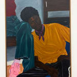 Matthew Eguavoen painting. Nigerian Artist. Contemporary Art Gallery. Oil on canvas. Figurative painting with a photographic vision. Mental health. Family portraits. Black Vanguard movement.