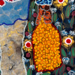 Ousmane Niang painting. Senegalese Artist. Contemporary African art in Paris. AFIKARIS PARIS. Acrylic and pastel on canvas. Pointillism. Anthropomorphic figures. Untitled art miami.