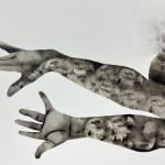 Géraldine Tobe painting. Congolese Artist. Contemporary African art in Paris. AFIKARIS PARIS. Smoke on canvas. Figurative painting. Black and white. Spiritual artworks. Feminist artist.