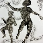 Géraldine Tobe painting. Congolese Artist. Contemporary African art in Paris. AFIKARIS PARIS. Smoke on canvas. Figurative painting. Black and white. Spiritual artworks. Feminist artist.