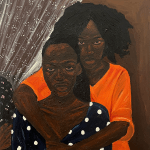 Matthew Eguavoen painting. Nigerian Artist. Contemporary Art Gallery. Oil on canvas. Figurative painting with a photographic vision. Mental health. Family portraits. Black Vanguard movement.