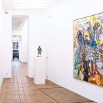Installation shot of Salifou Lindou's exhibition "In the Noise of the City" where we can see the artwork "Social Game 6"