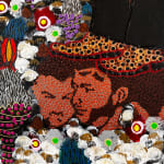 Ousmane Niang painting. Senegalese Artist. Contemporary African art in Paris. AFIKARIS PARIS. Acrylic and pastel on canvas. Pointillism. Anthropomorphic figures. Untitled art miami.