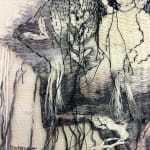 Fariba Boroufar. Iranian Artist. Contemporary African Art in Paris. AFIKARIS. Wool weaving. Acrylic Painting. Hybridity of techniques. Decaying beauty of these abandoned structures.