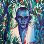 Omar Mahfoudi painting. Moroccan Artist. Contemporary art. Acrylic and ink on paper and canvas. Figurative. Abstraction. Cinematic paintings. Dreamy. Bold colours.