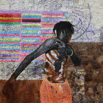 Emma Odumade painting. Nigerian Artist. Contemporary art. Gen Z young artist. Mixed media on canvas. Hyper realistic drawings. Exploration of identity and social constructs.