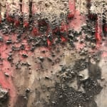 Mouhcine Rahaoui painting. Moroccan Artist. Contemporary African art in Paris. AFIKARIS PARIS. Mixed media (charcoal, wax, glue, plastic, wax, resin) on canvas. Installations. Ready-made.