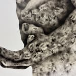 Géraldine Tobe painting. Congolese Artist. Contemporary African art in Paris. AFIKARIS PARIS. Smoke on canvas. Figurative painting. Black and white. Spiritual artworks. Feminist artist.