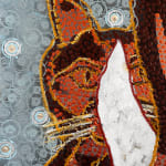 Ousmane Niang painting. Senegalese Artist. Contemporary African art in Paris. AFIKARIS PARIS. Acrylic and pastel on canvas. Pointillism. Anthropomorphic figures. Untitled art miami.