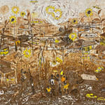 Salifou Lindou painting. Cameroonian Artist. Contemporary African art in Paris. AFIKARIS Gallery Paris. Mixed media on canvas. Figurative portraits. Duality of human beings. Observation of society. Cercle Kapsiki.