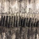 Mouhcine Rahaoui painting. Moroccan Artist. Contemporary African art in Paris. AFIKARIS PARIS. Mixed media (charcoal, wax, glue, plastic, wax, resin) on canvas. Installations. Ready-made. 1-54 London. Art genève 2024
