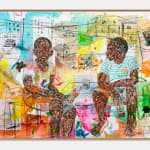 Salifou Lindou painting. Cameroonian Artist. Contemporary African art in Paris. AFIKARIS Gallery Paris. Mixed media on canvas. Figurative portraits. Duality of human beings. Observation of society. Cercle Kapsiki.