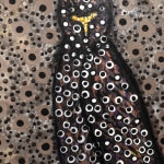 Ousmane Niang painting. Senegalese Artist. Contemporary African art in Paris. AFIKARIS PARIS. Acrylic and pastel on canvas. Pointillism. Anthropomorphic figures.