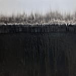 Mouhcine Rahaoui painting. Moroccan Artist. Contemporary African art in Paris. AFIKARIS PARIS. Mixed media (charcoal, wax, glue, plastic, wax, resin) on canvas. Installations. Ready-made. 1-54 London. Art genève 2024
