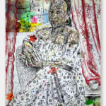 Salifou Lindou painting. Cameroonian Artist. Contemporary African art in Paris. AFIKARIS Gallery Paris. Mixed media on paper. Figurative portraits. Duality of human beings. Observation of society. Cercle Kapsiki.