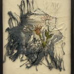 Fariba Boroufar. Iranian Artist. Contemporary African Art in Paris. AFIKARIS. Wool weaving. Acrylic Painting. Hybridity of techniques. Decaying beauty of these abandoned structures.