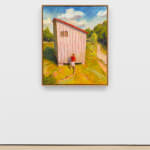 Ruby Sky Stiler, Seated Blue Figure (with turquoise and red outline), 2024