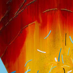 Ruby Sky Stiler, Seated Blue Figure (with turquoise and red outline), 2024