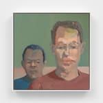 Ruby Sky Stiler, Seated Blue Figure (with turquoise and red outline), 2024