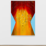 Ruby Sky Stiler, Seated Blue Figure (with turquoise and red outline), 2024
