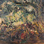 Affandi, Landscape with a House, a Crow and a Dog, 1951