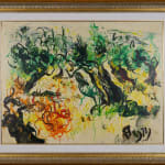 Affandi, Landscape with a House, a Crow and a Dog, 1951