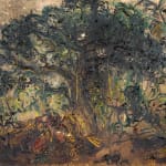 Affandi, Landscape with a House, a Crow and a Dog, 1951