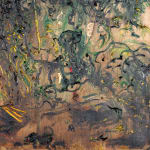 Affandi, Landscape with a House, a Crow and a Dog, 1951