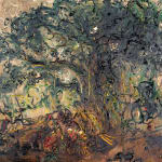 Affandi, Landscape with a House, a Crow and a Dog, 1951