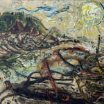 Affandi, Landscape with a House, a Crow and a Dog, 1951